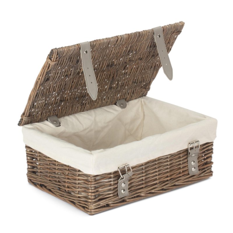 Antique Wash 35cm Empty Wicker Hamper Basket - Empty Picnic Baskets - British D'sire