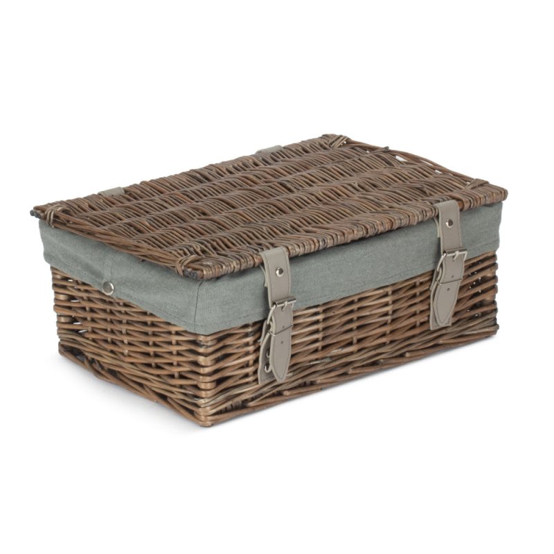 Antique Wash 35cm Empty Wicker Hamper Basket - Empty Picnic Baskets - British D'sire