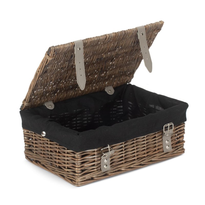 Antique Wash 35cm Empty Wicker Hamper Basket - Empty Picnic Baskets - British D'sire