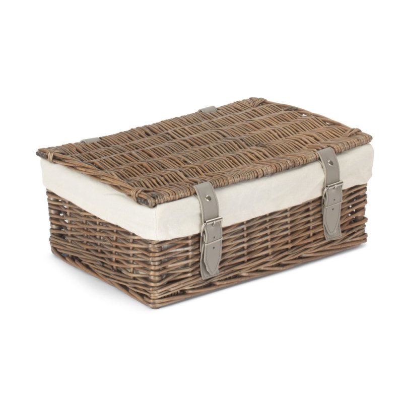 Antique Wash 35cm Empty Wicker Hamper Basket - Empty Picnic Baskets - British D'sire