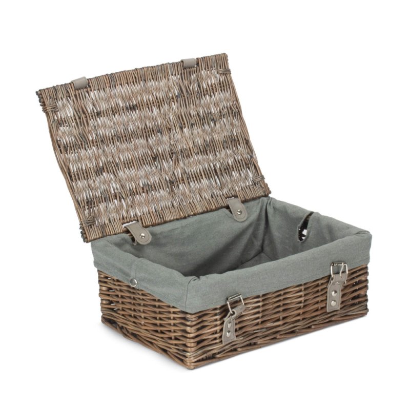 Antique Wash 35cm Empty Wicker Hamper Basket - Empty Picnic Baskets - British D'sire