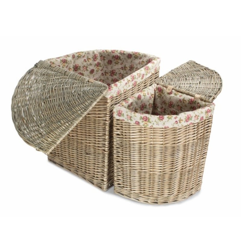 Antique Wash Corner Garden Rose Cotton Lined Laundry Basket - Laundry Baskets - British D'sire
