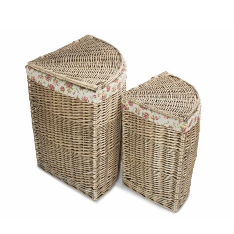 Antique Wash Corner Garden Rose Cotton Lined Laundry Basket - Laundry Baskets - British D'sire