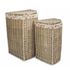 Antique Wash Corner Garden Rose Cotton Lined Laundry Basket - Laundry Baskets - British D'sire