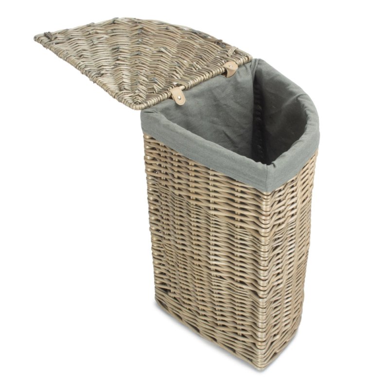 Antique Wash Corner Linen Basket with Grey Sage Lining - Laundry Baskets - British D'sire