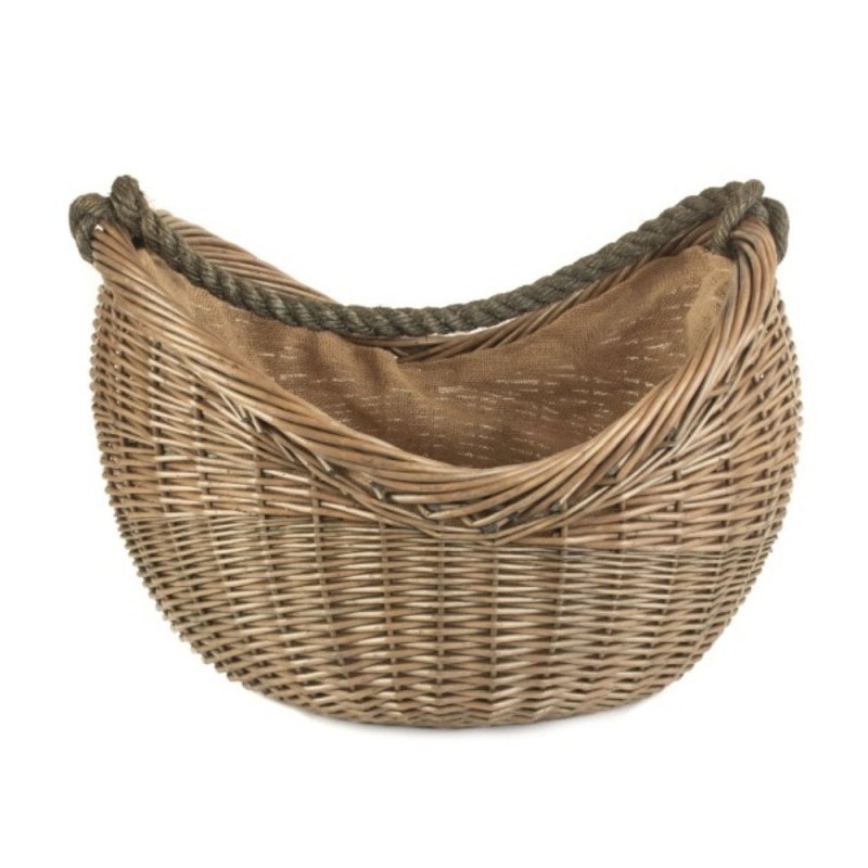Antique Wash Rope Handled Wicker Carrying Basket - Log Baskets - British D'sire