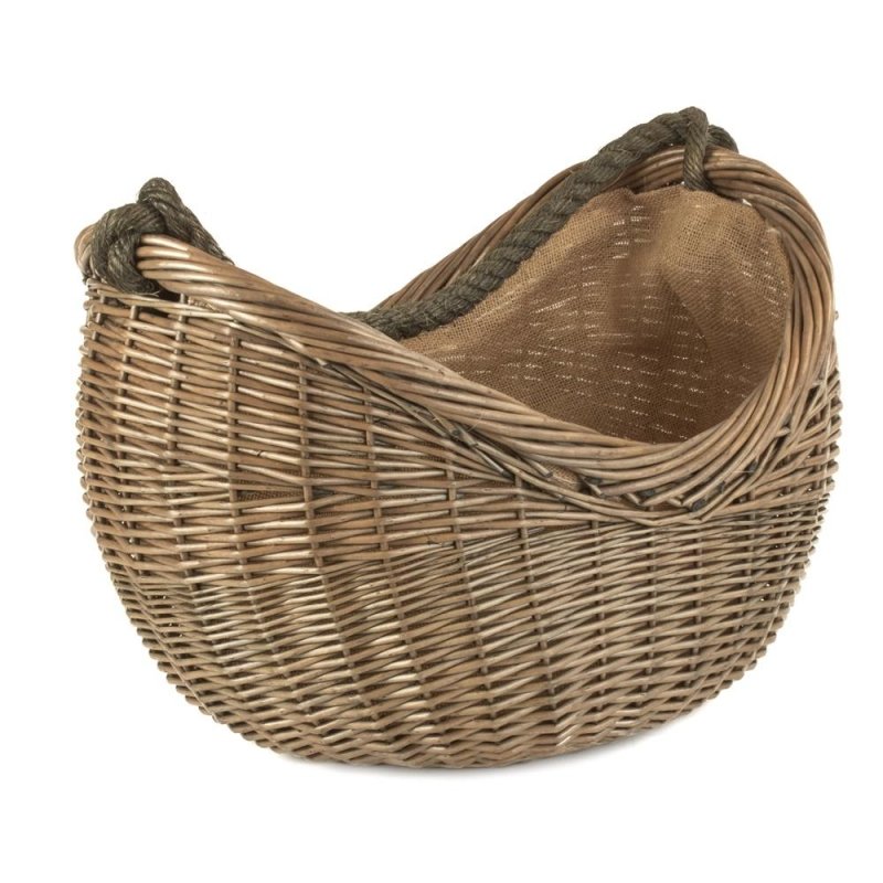 Antique Wash Rope Handled Wicker Carrying Basket - Log Baskets - British D'sire Main image