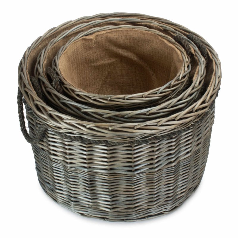 Antique Wash Round Storage Log Basket - Log Baskets - British D'sire