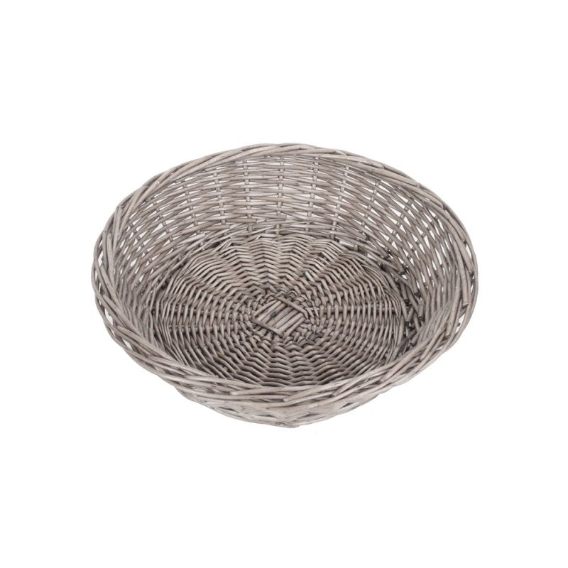 Antique Wash Round Wicker Packing Tray - Serving Tray - British D'sire Main image