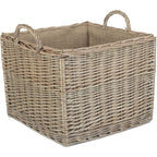 Antique Wash Square Hessian Lined Log Basket - Log Baskets - British D'sire