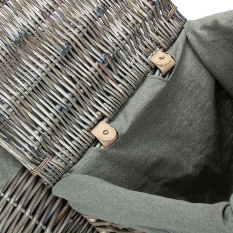 Antique Wash Square Laundry Basket with Grey Sage Lining - Laundry Baskets - British D'sire