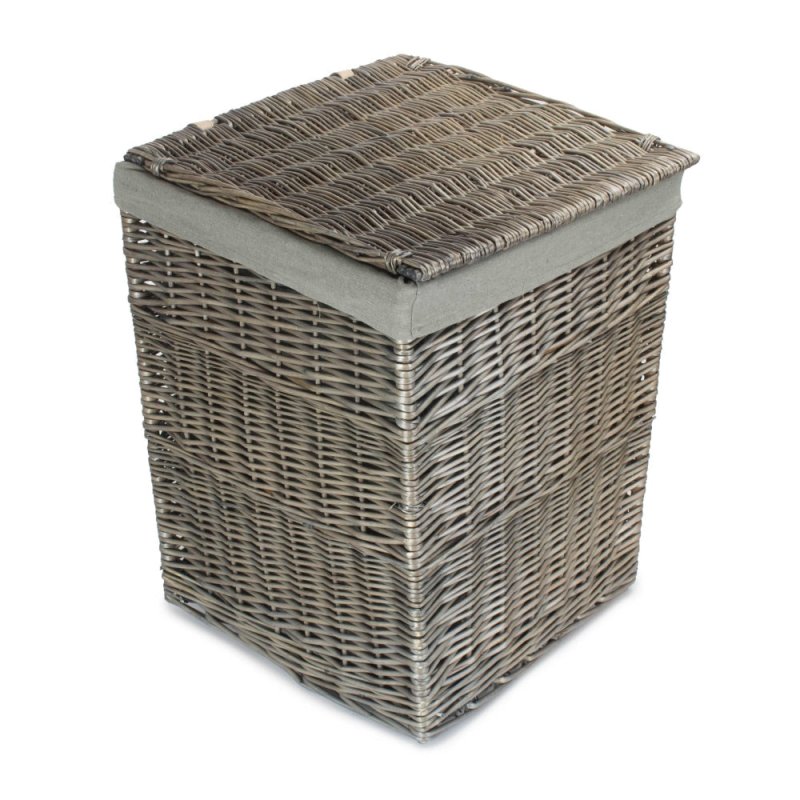 Antique Wash Square Laundry Basket with Grey Sage Lining - Laundry Baskets - British D'sire