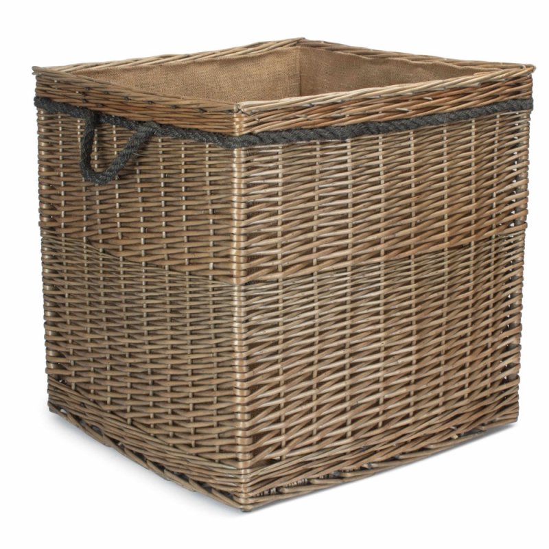 Antique Wash Square Storage Log Basket - Log Baskets - British D'sire
