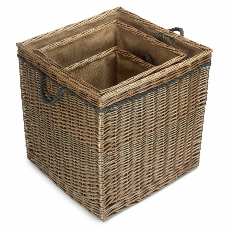 Antique Wash Square Storage Log Basket - Log Baskets - British D'sire