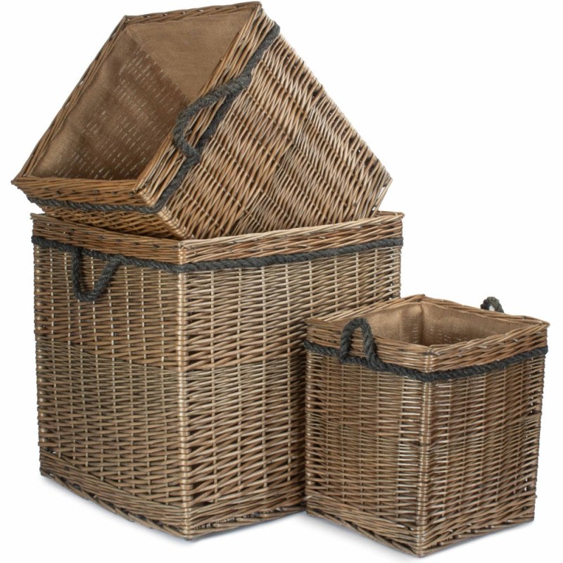 Antique Wash Square Storage Log Basket - Log Baskets - British D'sire