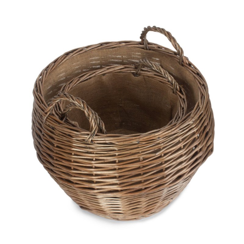 Antique Wash Stumpy Wicker Basket - Log Baskets - British D'sire