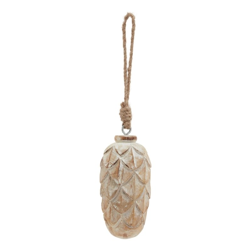 Antique White Wash Pine Cone Bauble - Christmas Decor - British D'sire