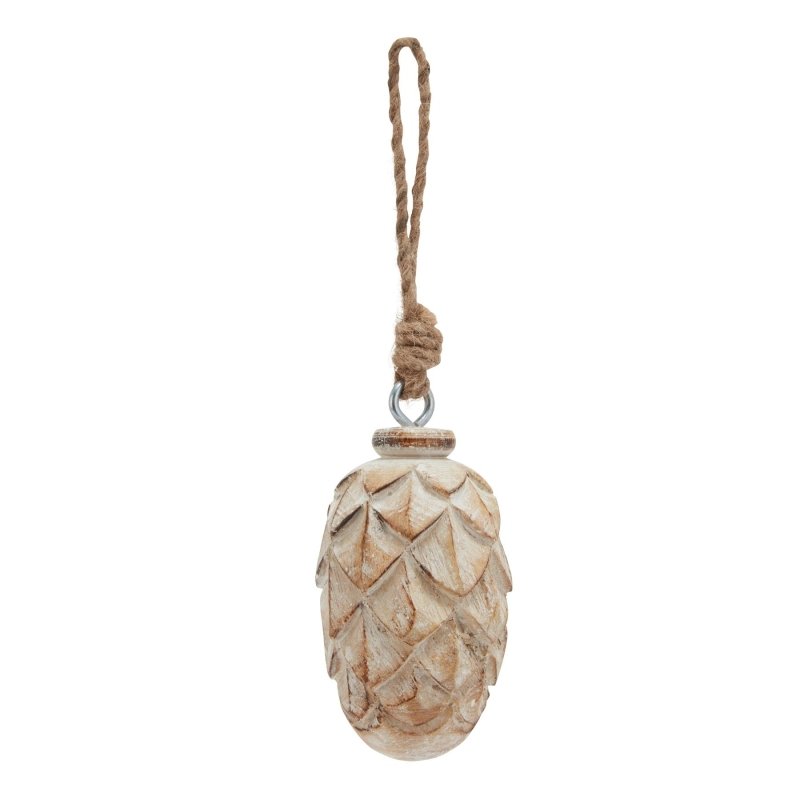 Antique White Wash Small Pine Cone Bauble - Christmas Decor - British D'sire
