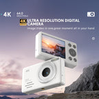 Anytek S7 4K HD Digital Camera Self - Timer Travel Camera Student Kids Card Camera(White) - British D'sire