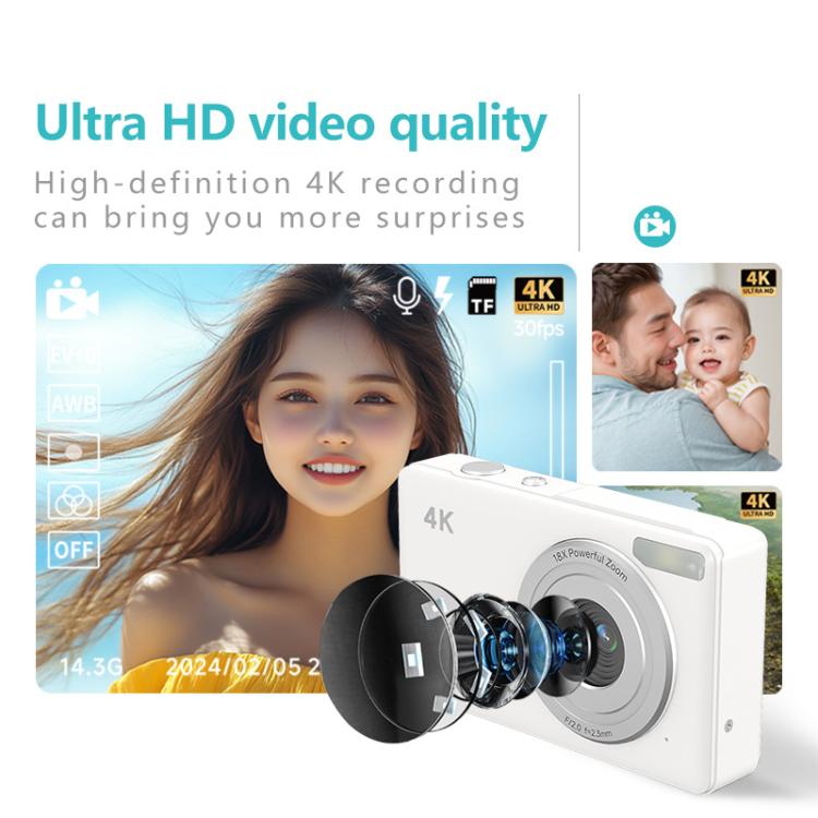 Anytek S7 4K HD Digital Camera Self - Timer Travel Camera Student Kids Card Camera(White) - British D'sire