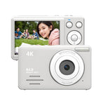 Anytek S7 4K HD Digital Camera Self - Timer Travel Camera Student Kids Card Camera(White) - British D'sire