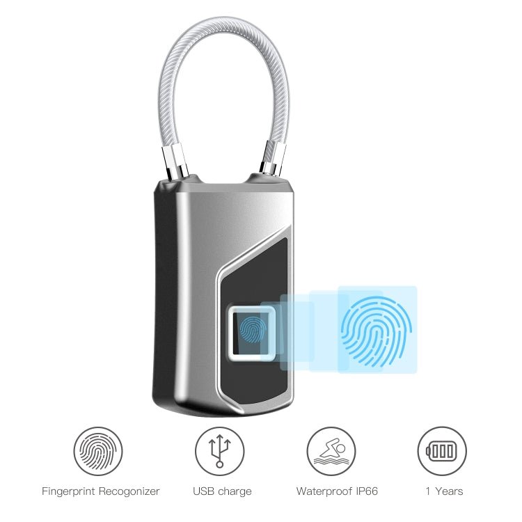 Anytek USB Charging Waterproof Anti - theft Non - password Electrically Intelligent Fingerprint Padlock Size:3.2cm × 3.5cm × 9cm - British D'sire