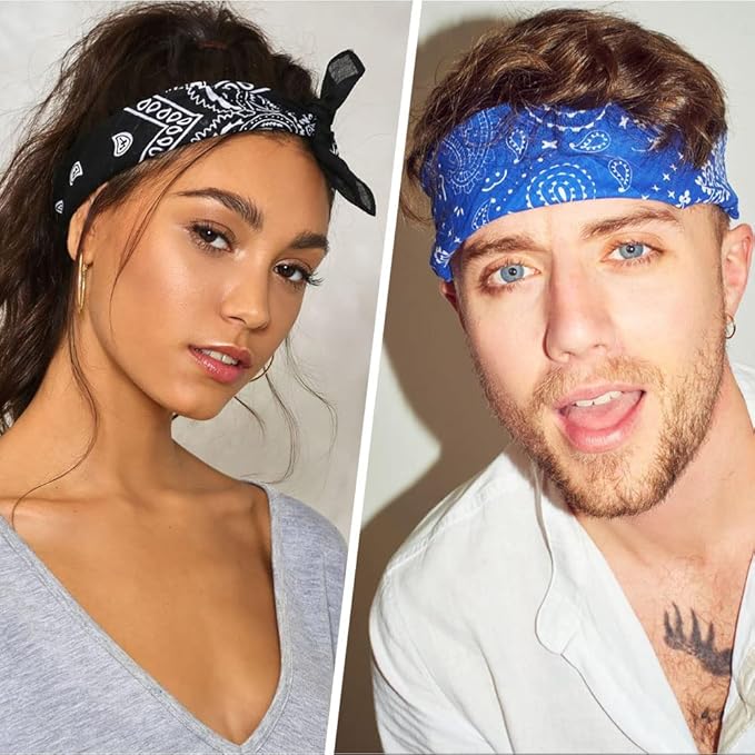 Aomig Bandana Head Scarf for Men and Women, Stylish Cowboy Headband Handkerchief, Multi - purpose Hair Scarf Paisley Print Unisex Headwraps, Bib Party Face Covering Headwear for Motorcycling - Bandanas - British D'sire