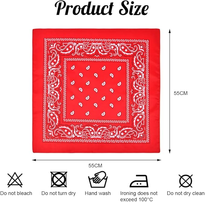 Aomig Bandana Head Scarf for Men and Women, Stylish Cowboy Headband Handkerchief, Multi - purpose Hair Scarf Paisley Print Unisex Headwraps, Bib Party Face Covering Headwear for Motorcycling - Bandanas - British D'sire