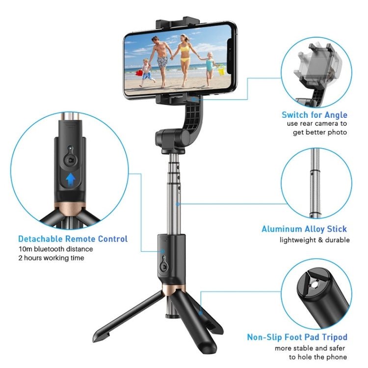 APEXEL APL - D6 Live Video Multifunctional Mobile Phone Gimbal Stabilizer Selfie Stick - British D'sire