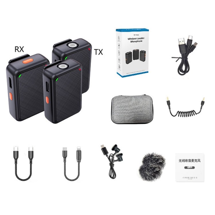 APEXEL APL - MIC009 One For Two Outdoor Live Noise Canceling Microphone(Black) - British D'sire