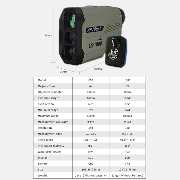 ARBULL LS - 1000 Golf Rangefinder Outdoor Altimeter Goniometer Telescope - British D'sire