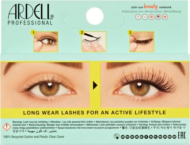Ardell Active Lash Chin Up False Eyelashes, Water-resistant, Medium Volume and Length, Vegan Friendly, 1 Pair (Pack of 1) Secondary image