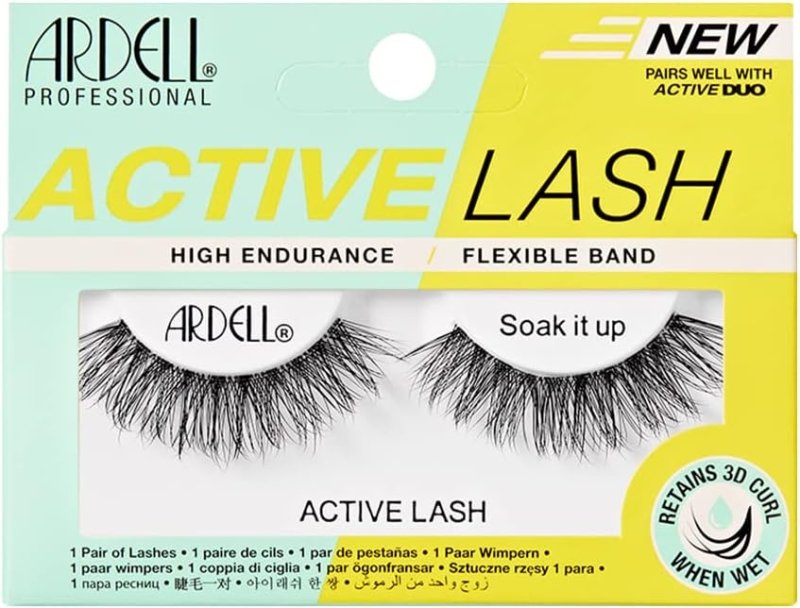 Ardell Active Lash Soak It Up False Eyelashes, Water - resistant, Medium Volume and Length, Vegan Friendly, 1 Pair (Pack of 1) - False Eyelashes - British D'sire