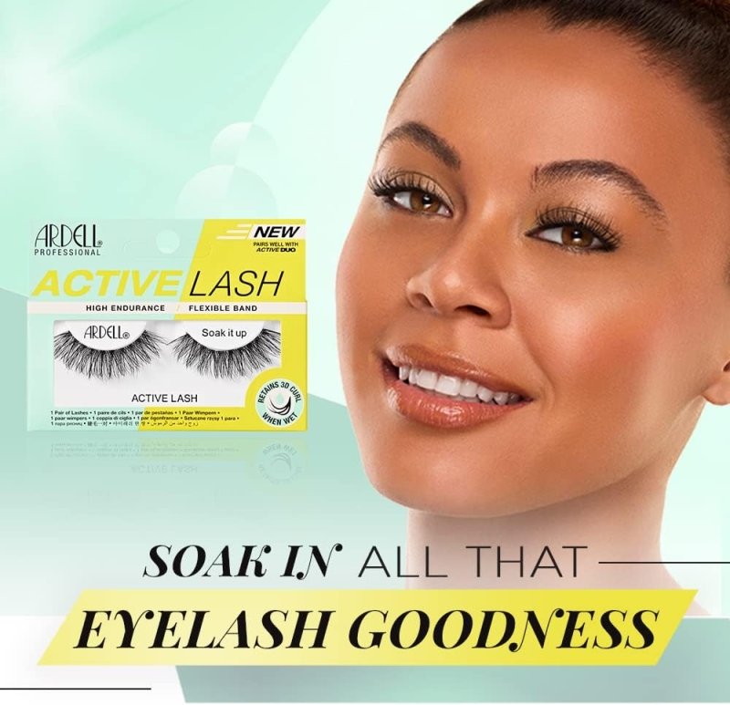 Ardell Active Lash Soak It Up False Eyelashes, Water - resistant, Medium Volume and Length, Vegan Friendly, 1 Pair (Pack of 1) - False Eyelashes - British D'sire