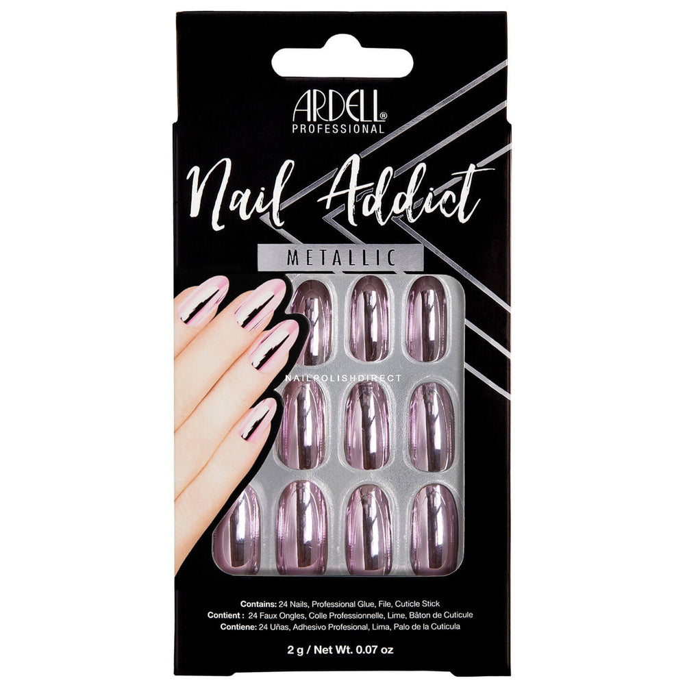 Ardell Nail Addict Metallic False Nails - Metallic Pink (24 Nails) Main image
