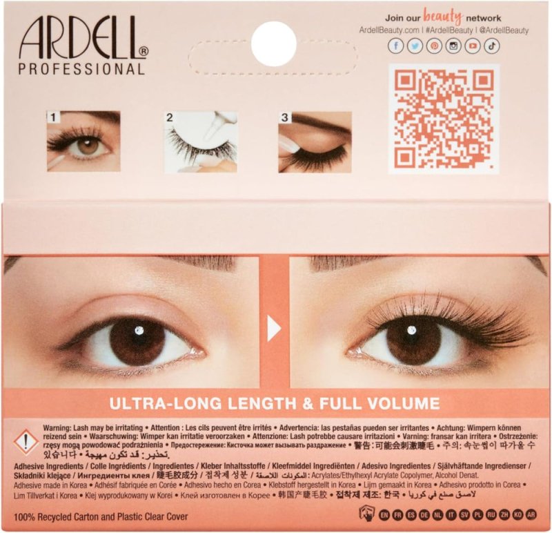Ardell Big Beautiful Lashes Hottie False Eyelashes, Duo Adhesive Included, Medium Volume, 20 mm Length, Vegan Friendly, 1 Pair (Pack of 1) - False Eyelashes - British D'sire