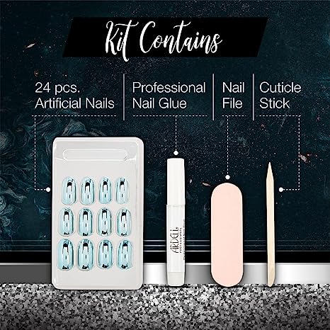 Ardell Nail Addict Metallic False Nails - Metallic Blue (24 Nails) - British D'sire