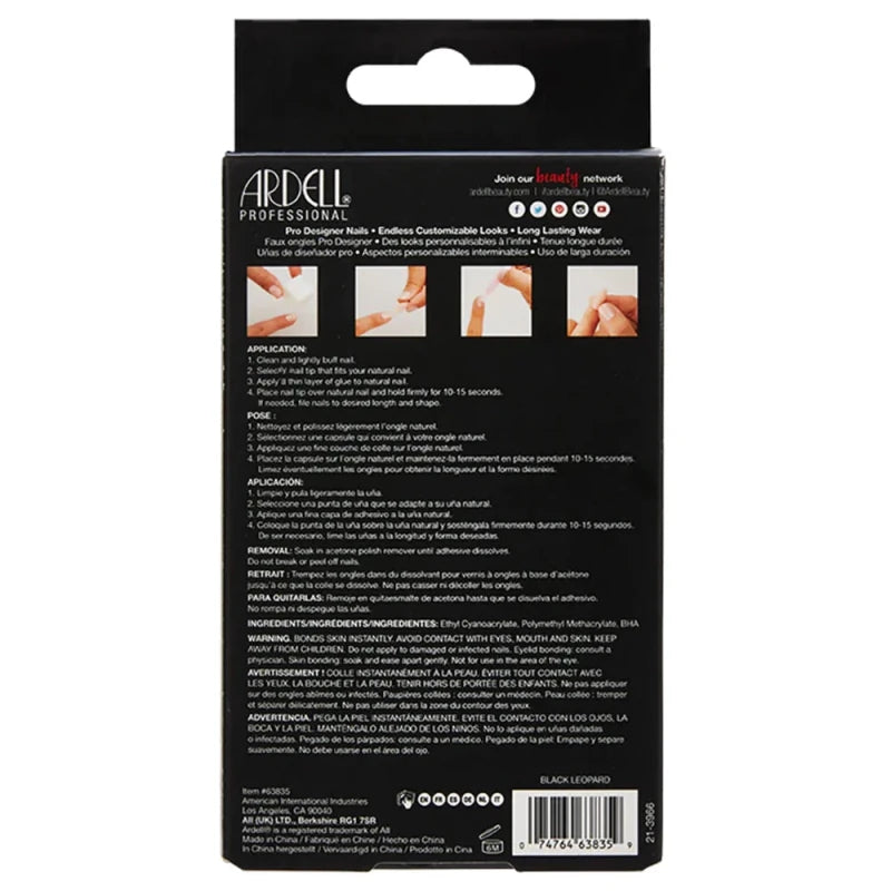 Ardell Nail Addict Premium Nails Black Leopard - False Nails - British D'sire