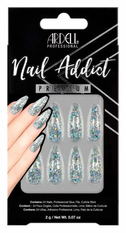 Ardell Nail Addict Premium Nails Blue Jewelled Glitter - False Nails - British D'sire Main image