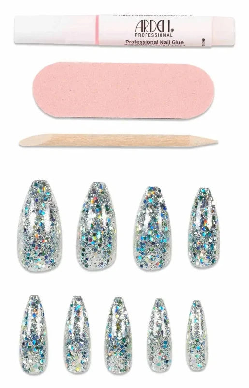 Ardell Nail Addict Premium Nails Blue Jewelled Glitter - False Nails - British D'sire
