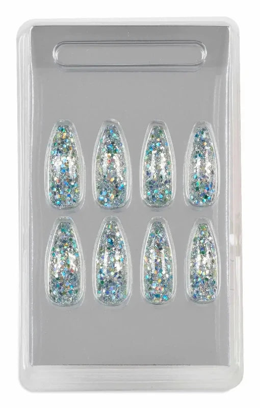 Ardell Nail Addict Premium Nails Blue Jewelled Glitter - False Nails - British D'sire