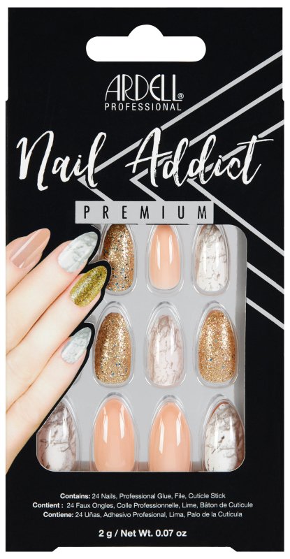 Ardell Nail Addict Premium Nails Pink Marble and Gold - False Nails - British D'sire Main image
