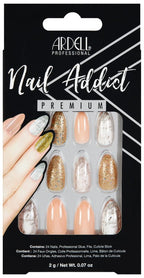 Ardell Nail Addict Premium Nails Pink Marble and Gold - False Nails - British D'sire