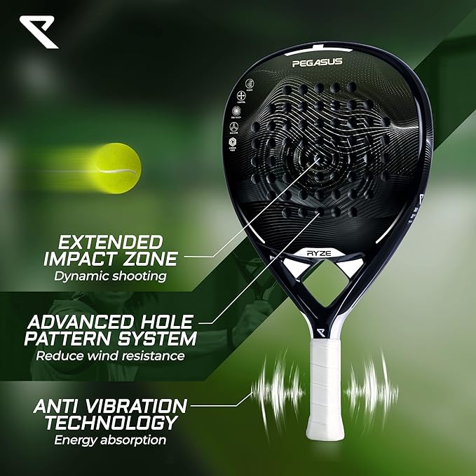 Arezzo - PEGASUS Carbon Fibre Paddle Racket - Max Power & Control with EVA-17 Flex Foam Core, Lightweight & Durable - High-performance racket for all skill levels. Secondary image