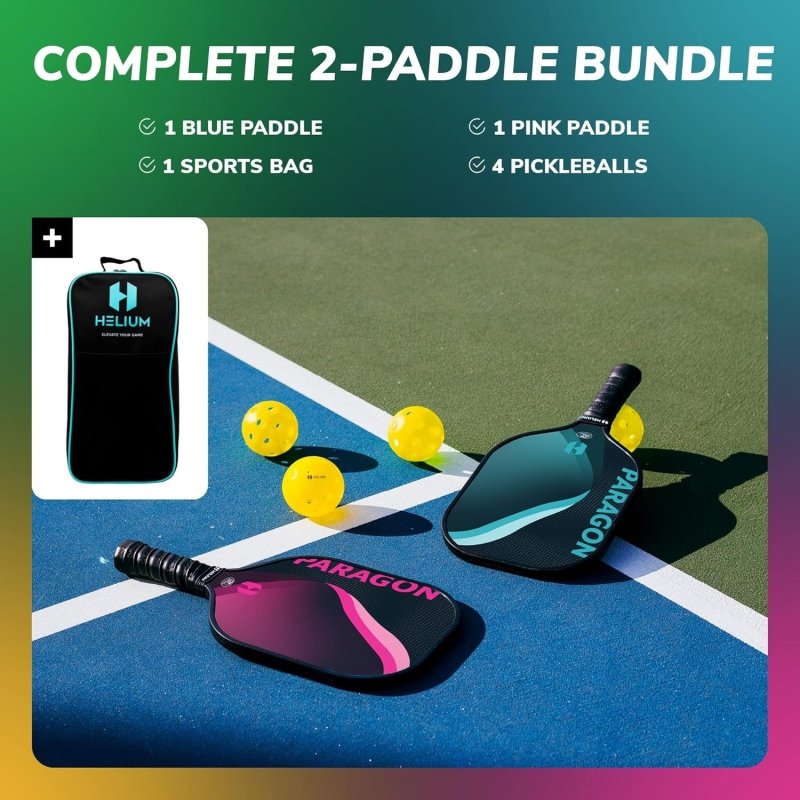 Arezzo - Pickleball Paddle Set of 2 - USAPA Certified - Graphite Fiberglass Surface, Lightweight Honeycomb Core - Outdoor Sports & Equipments - British D'sire