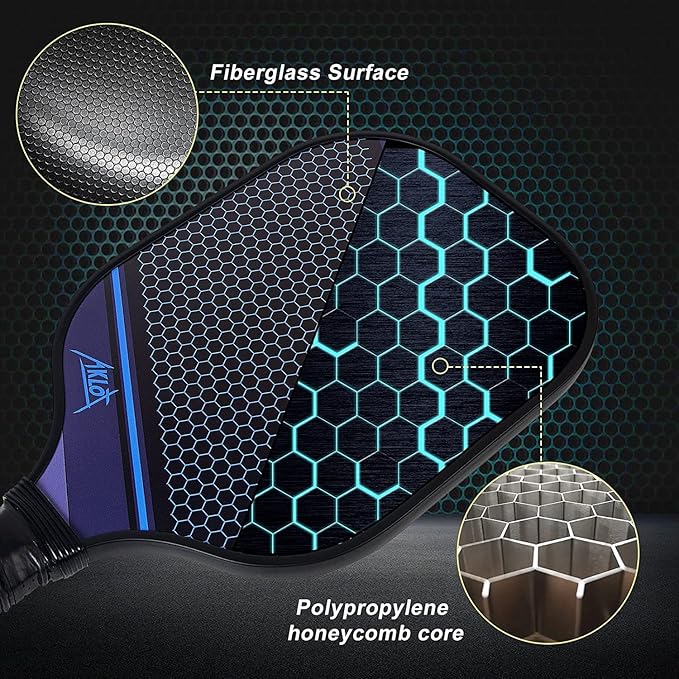 Arezzo - Pickleball Paddles, Pickleball Set 2/4 Pcs Pickle Ball Raquette Fiberglass Racquets for Women and Men Indoor or Outdoor Play with 6 Balls,Carry Bag - Outdoor Sports & Equipments - British D'sire