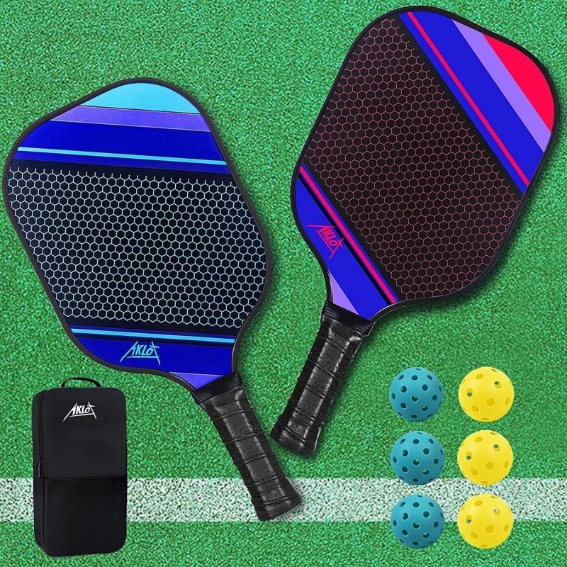 Arezzo - Pickleball Paddles, Pickleball Set 2/4 Pcs Pickle Ball Raquette Fiberglass Racquets for Women and Men Indoor or Outdoor Play with 6 Balls,Carry Bag - Outdoor Sports & Equipments - British D'sire