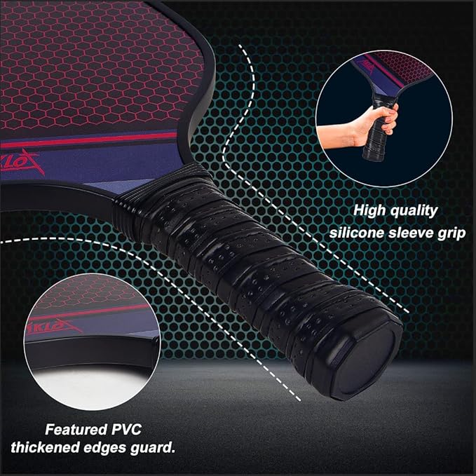 Arezzo - Pickleball Paddles, Pickleball Set 2/4 Pcs Pickle Ball Raquette Fiberglass Racquets for Women and Men Indoor or Outdoor Play with 6 Balls,Carry Bag - Outdoor Sports & Equipments - British D'sire