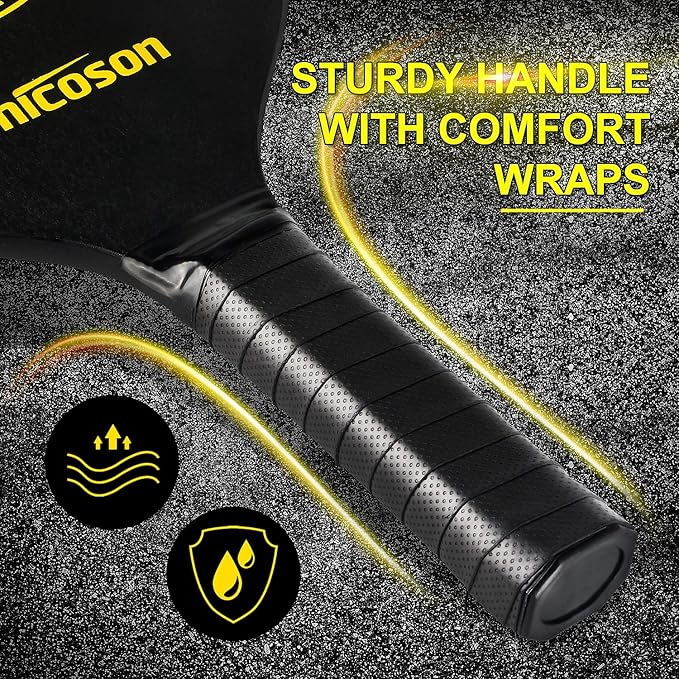 Arezzo - Pickleball Paddles - Pickleball Set of 4 Paddles, Indoor & Outdoor Pickleball Balls, Pickleball Paddle Set of 4 Wood Pickleball Racket Ergonomic Cushion Grip, 8 Pickleball Balls & 1 Carry Bag - Outdoor Sports & Equipments - British D'sire