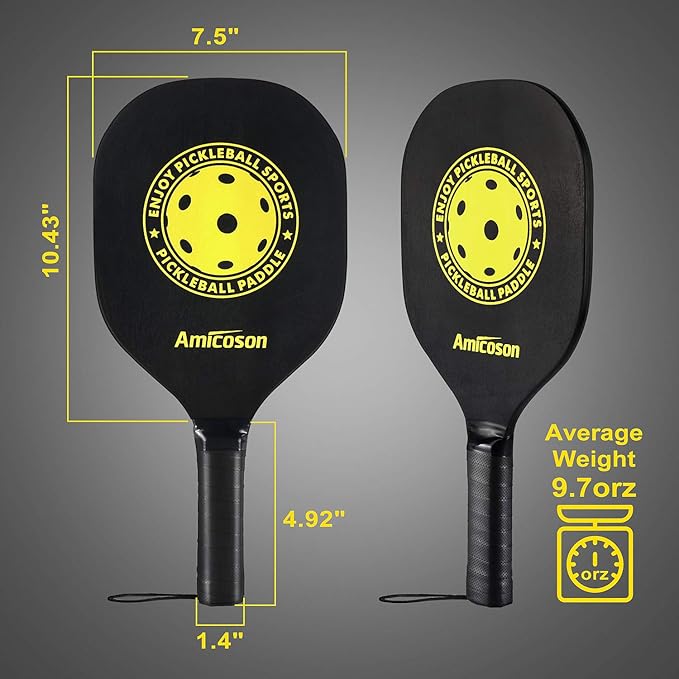 Arezzo - Pickleball Paddles - Pickleball Set of 4 Paddles, Indoor & Outdoor Pickleball Balls, Pickleball Paddle Set of 4 Wood Pickleball Racket Ergonomic Cushion Grip, 8 Pickleball Balls & 1 Carry Bag - Outdoor Sports & Equipments - British D'sire